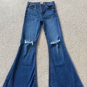 Altar'd State Flare Bell Bottom High Waist Distressed Jeans 5 Button size 28